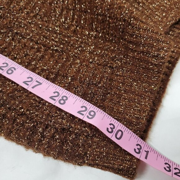 Small Oversized Cardigan Brown Metallic Festive Boho Pockets - Picture 7 of 9